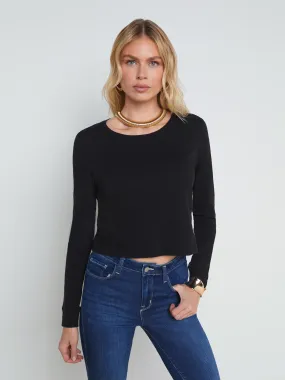 5769OCJb L'Agence Benny L/S Crop Crew Neck Tee