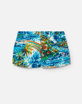 70s Cotton Hawaiian Print Shorts