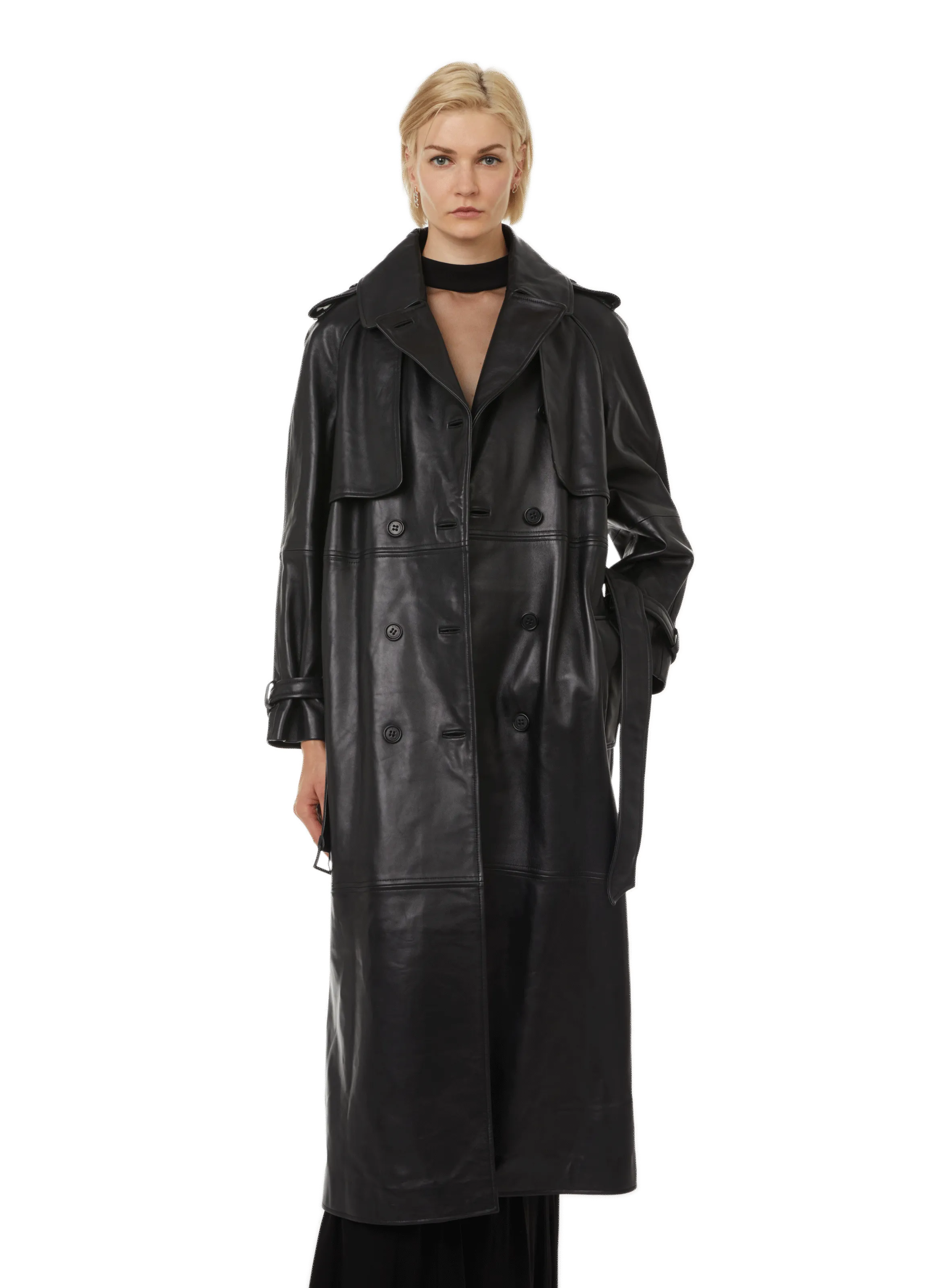 Alberta ferretti  Leather trench coat - Black