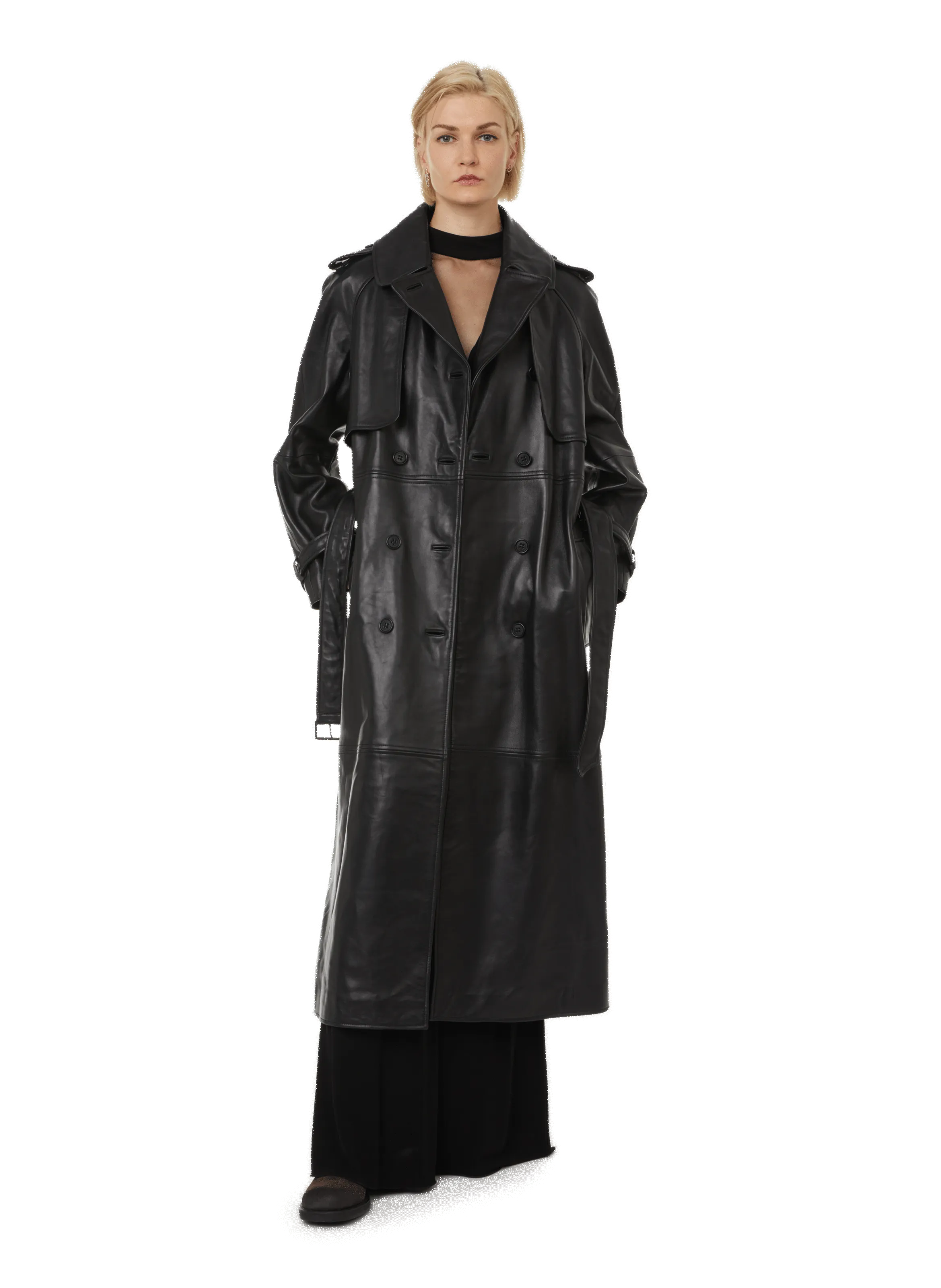 Alberta ferretti  Leather trench coat - Black