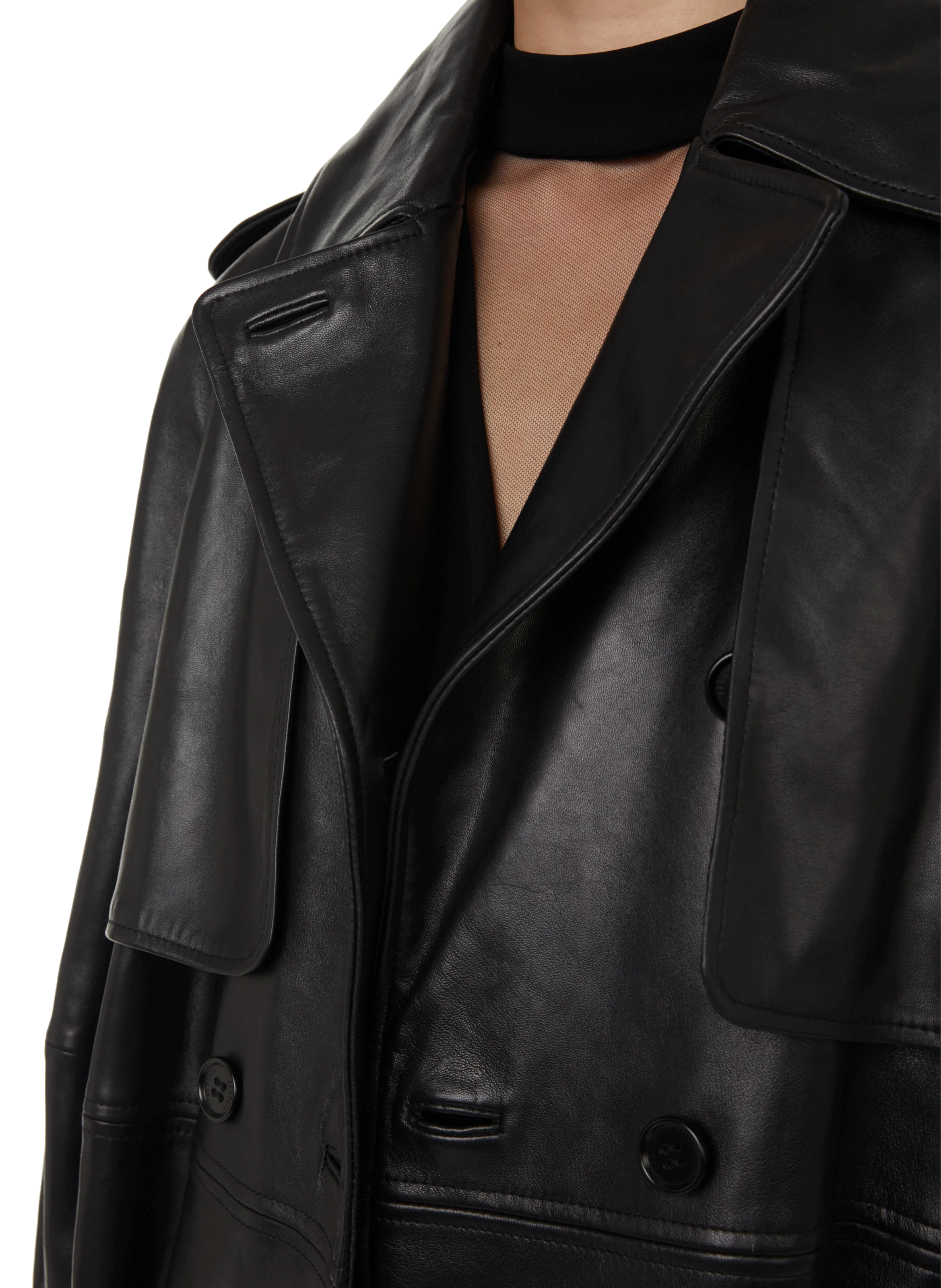 Alberta ferretti  Leather trench coat - Black