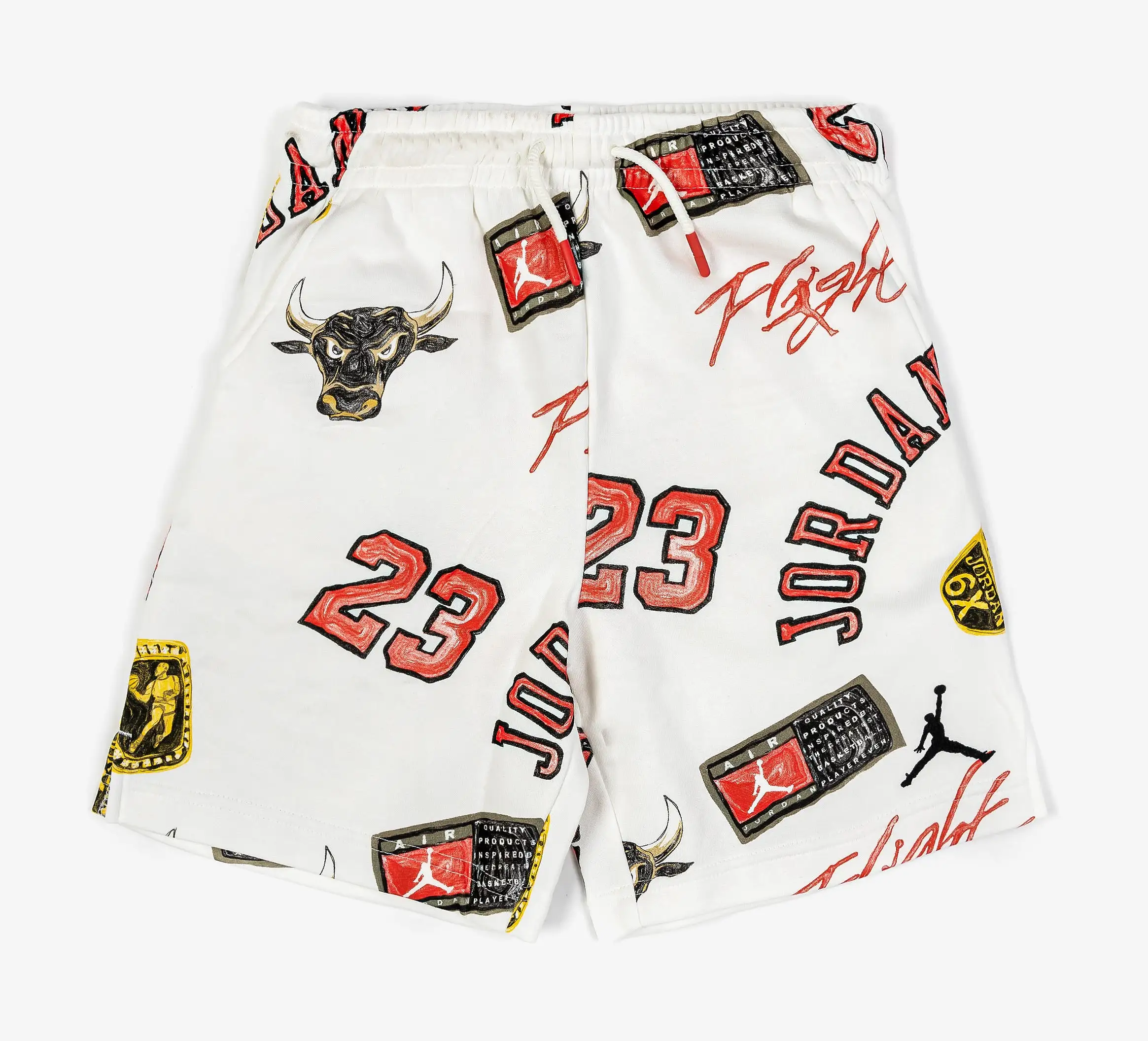 All Over Print Fleece Grade School Shorts (Beige/Red)