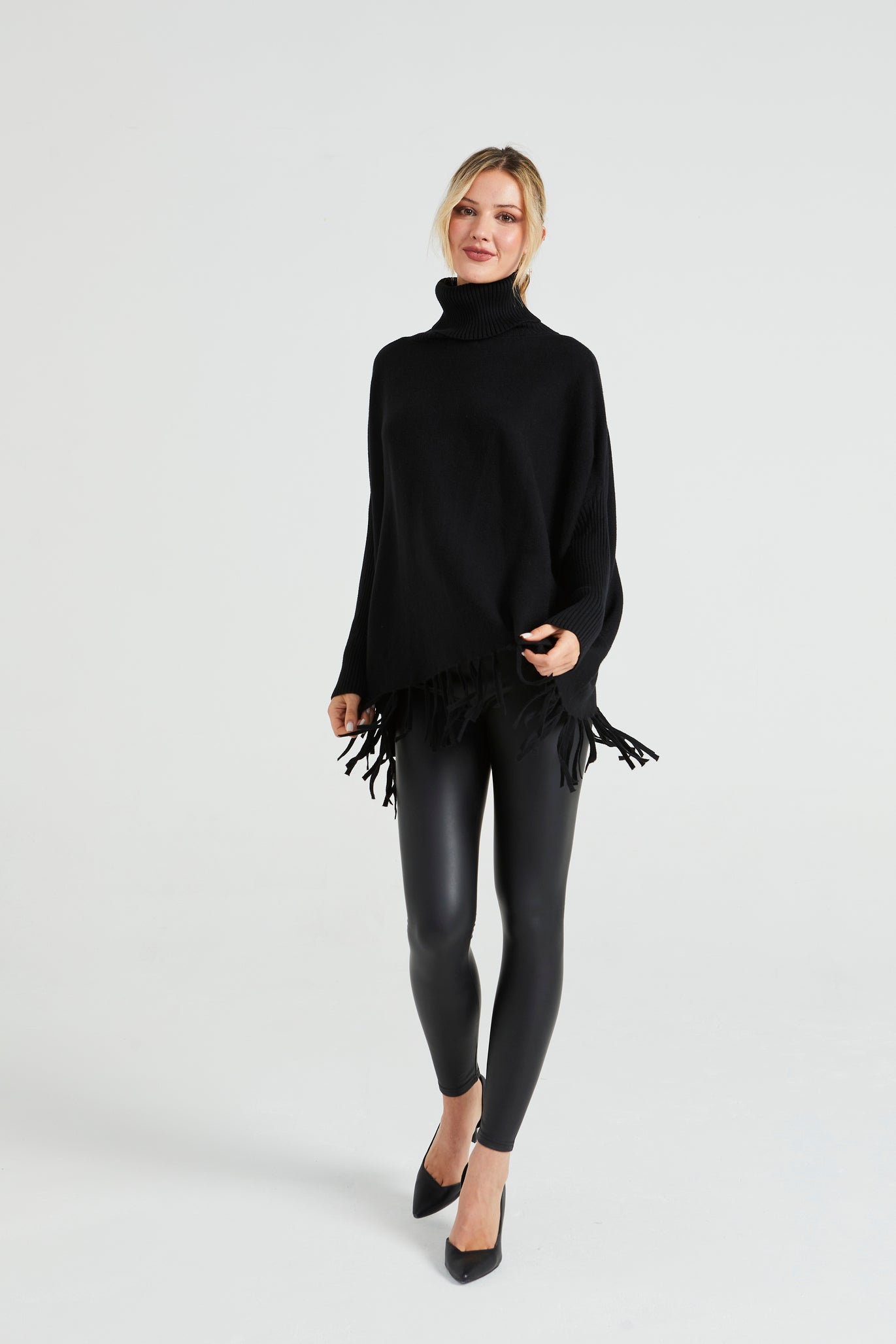 Angeleye High Neck Oversized Jumper With Tassled Hem