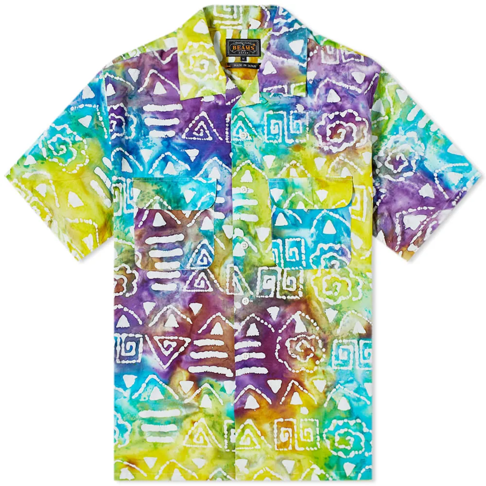 Beams Plus Short Sleeve Open Collar Batik Print ShirtMulti