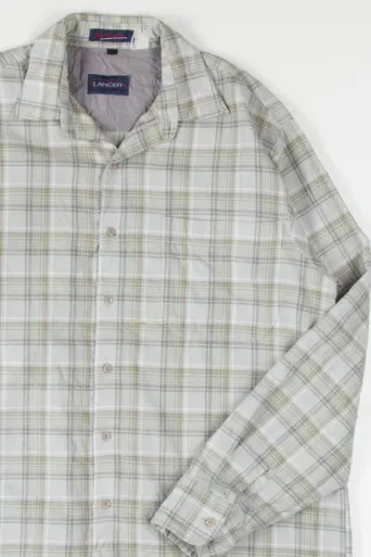 Beige Plaid Button Up Shirt 2