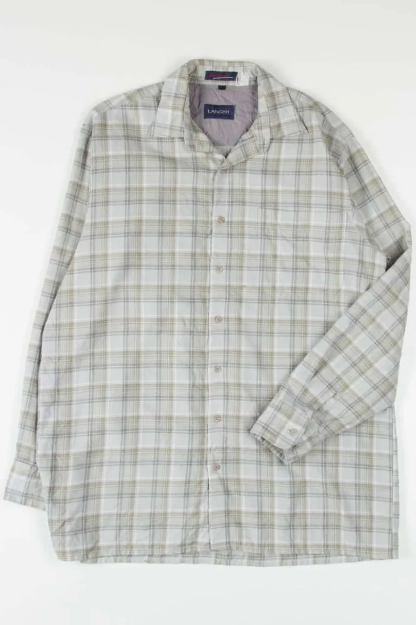 Beige Plaid Button Up Shirt 2