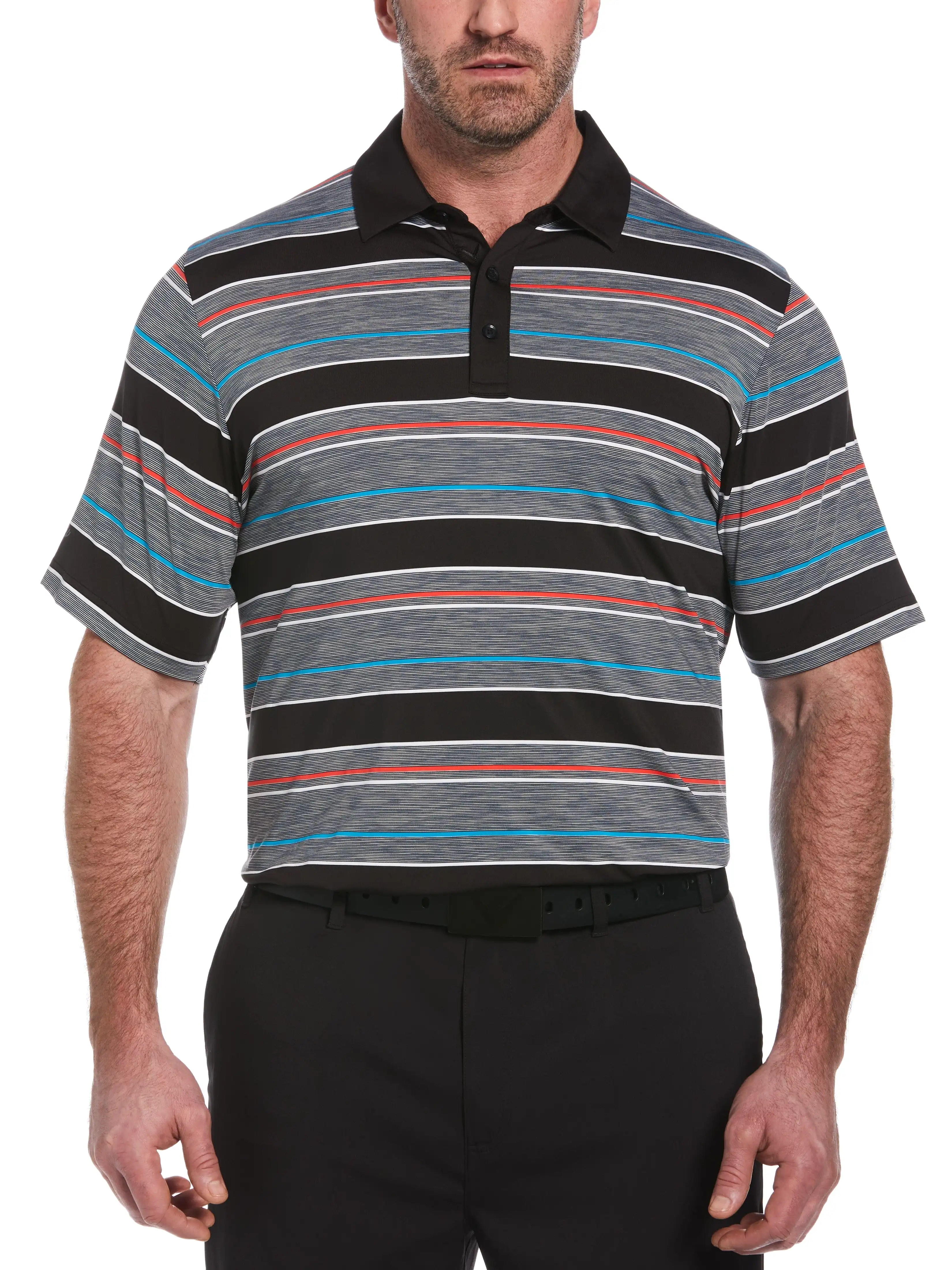 Big & Tall Swing Tech Marled Texture Stripe Golf Polo