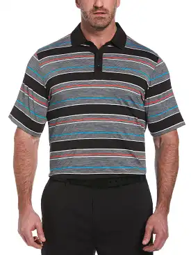 Big & Tall Swing Tech Marled Texture Stripe Golf Polo