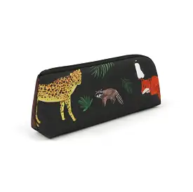 Black Animals Cheetah Graphic Pencil Cases Stationery Zipper School 19cm Office cosmetic pouches Artists Designer Prints Gifts B