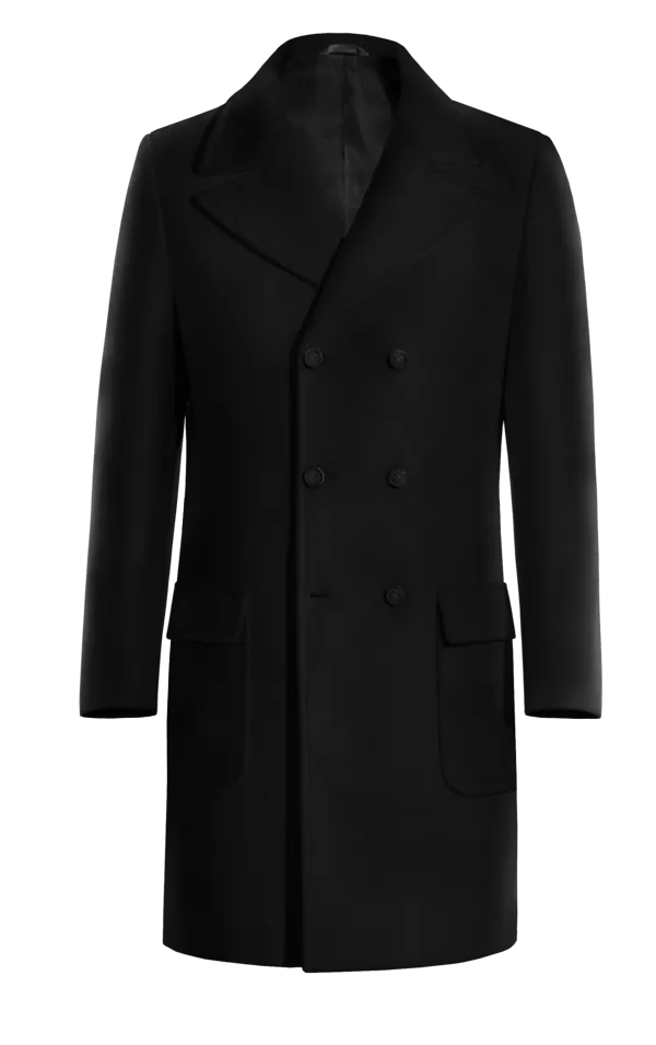 Black Long Double-Breasted Coat