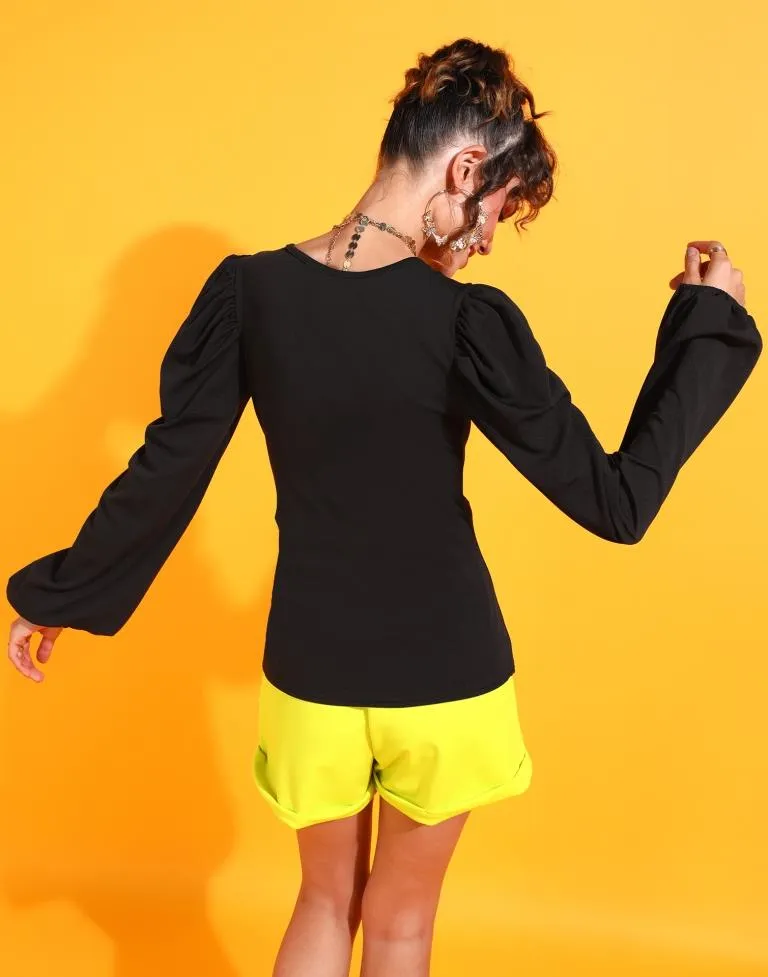 Black Square Neck Slim Fit Crop Top