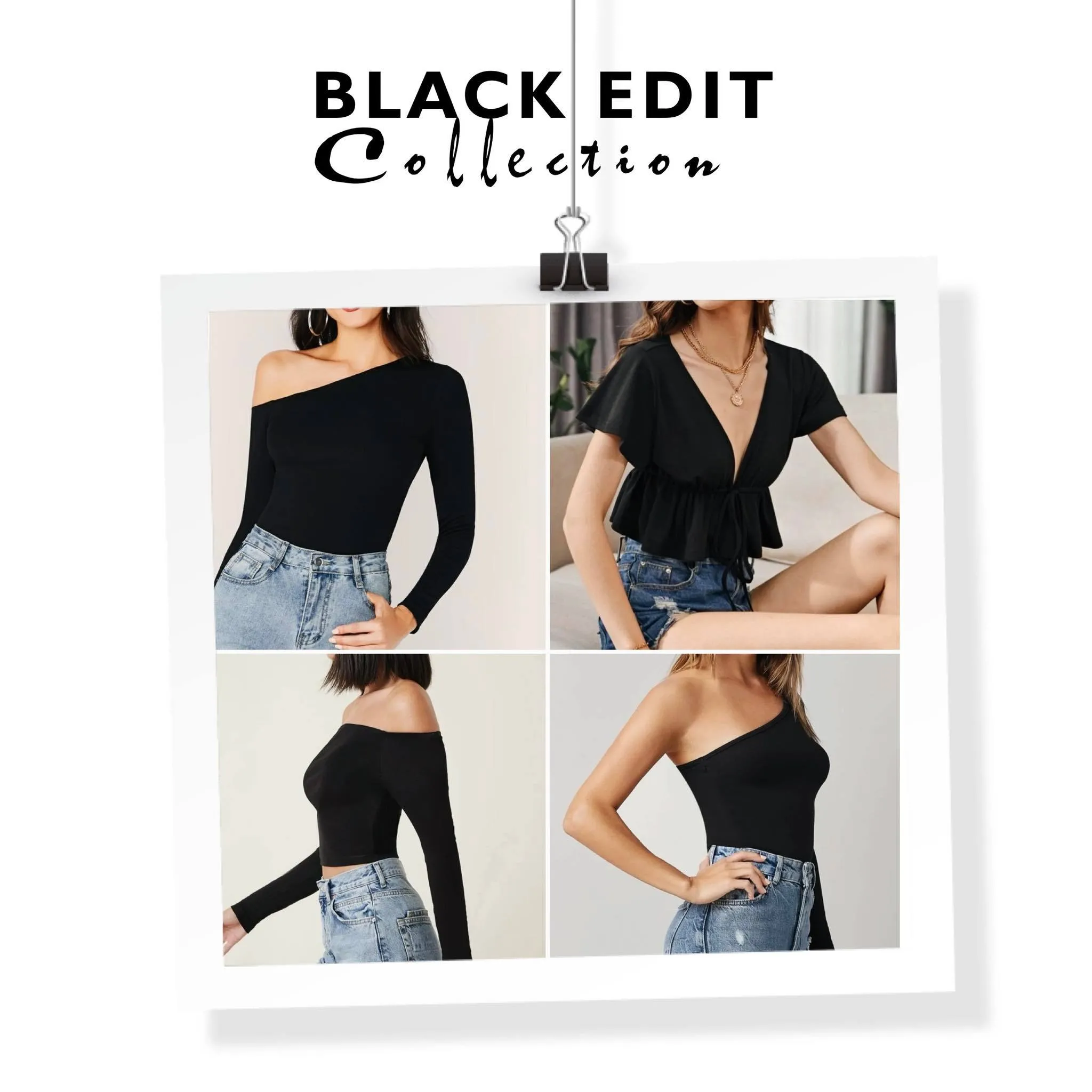 BLK Off Shoulder Crop Tee