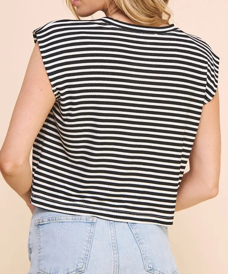 Blossom Stripe Top - Black/White