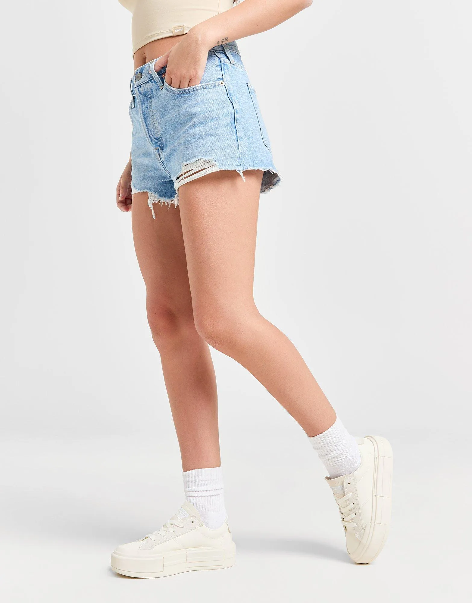 Blue Levi's 501 Distressed Denim Shorts - JD Sports 