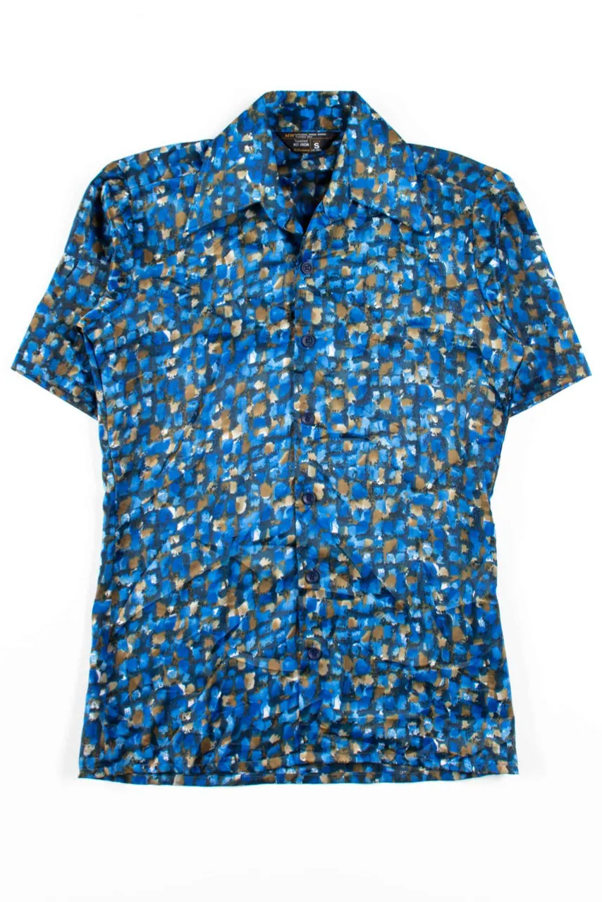 Blue Pattern Vintage Button Up Shirt