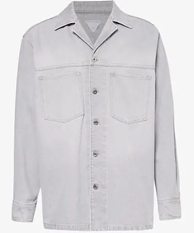 Bottega Veneta Mens Light Grey Relaxed-fit washed denim shirt