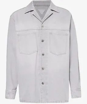 Bottega Veneta Mens Light Grey Relaxed-fit washed denim shirt