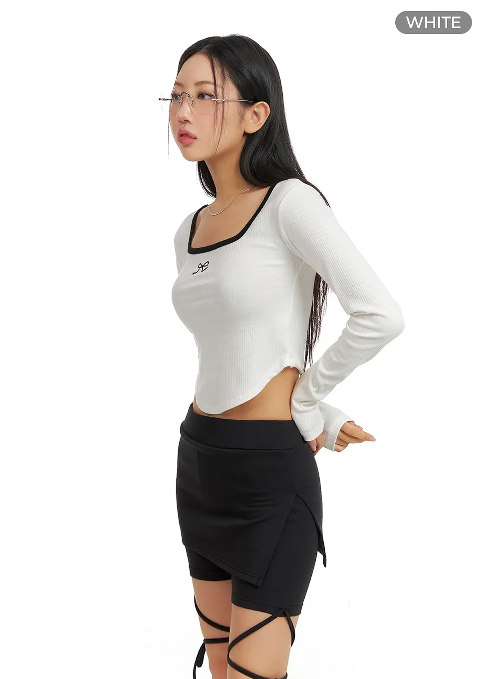 Bowknot Long Sleeve Crop Top CM412