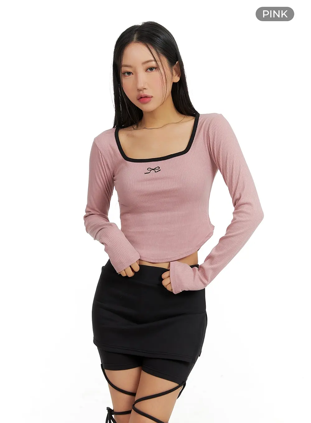 Bowknot Long Sleeve Crop Top CM412