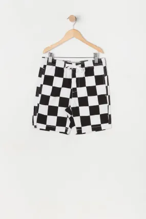 Boys Black and White Checkered Board Short