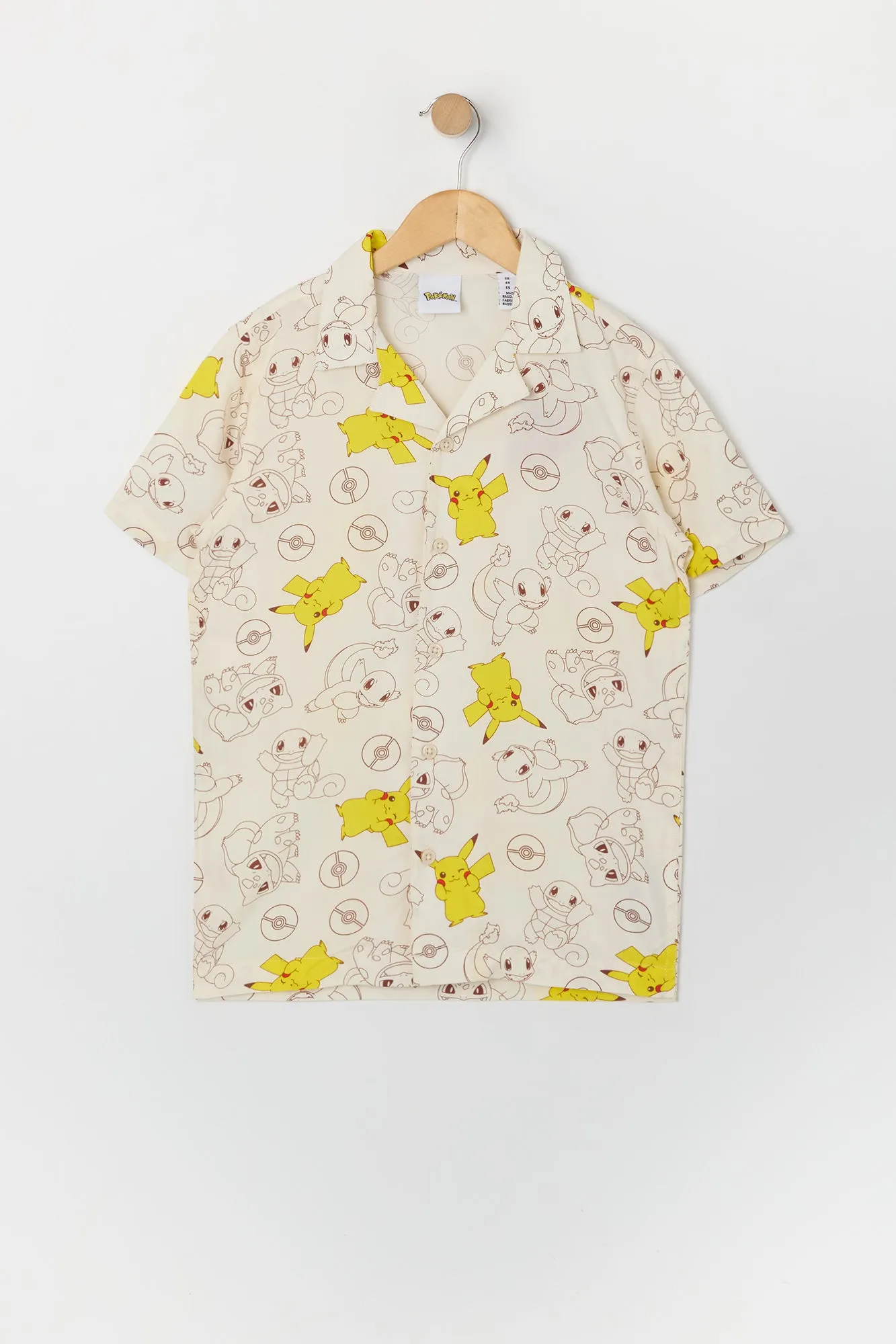 Boys Pokémon Print Button-Up Top