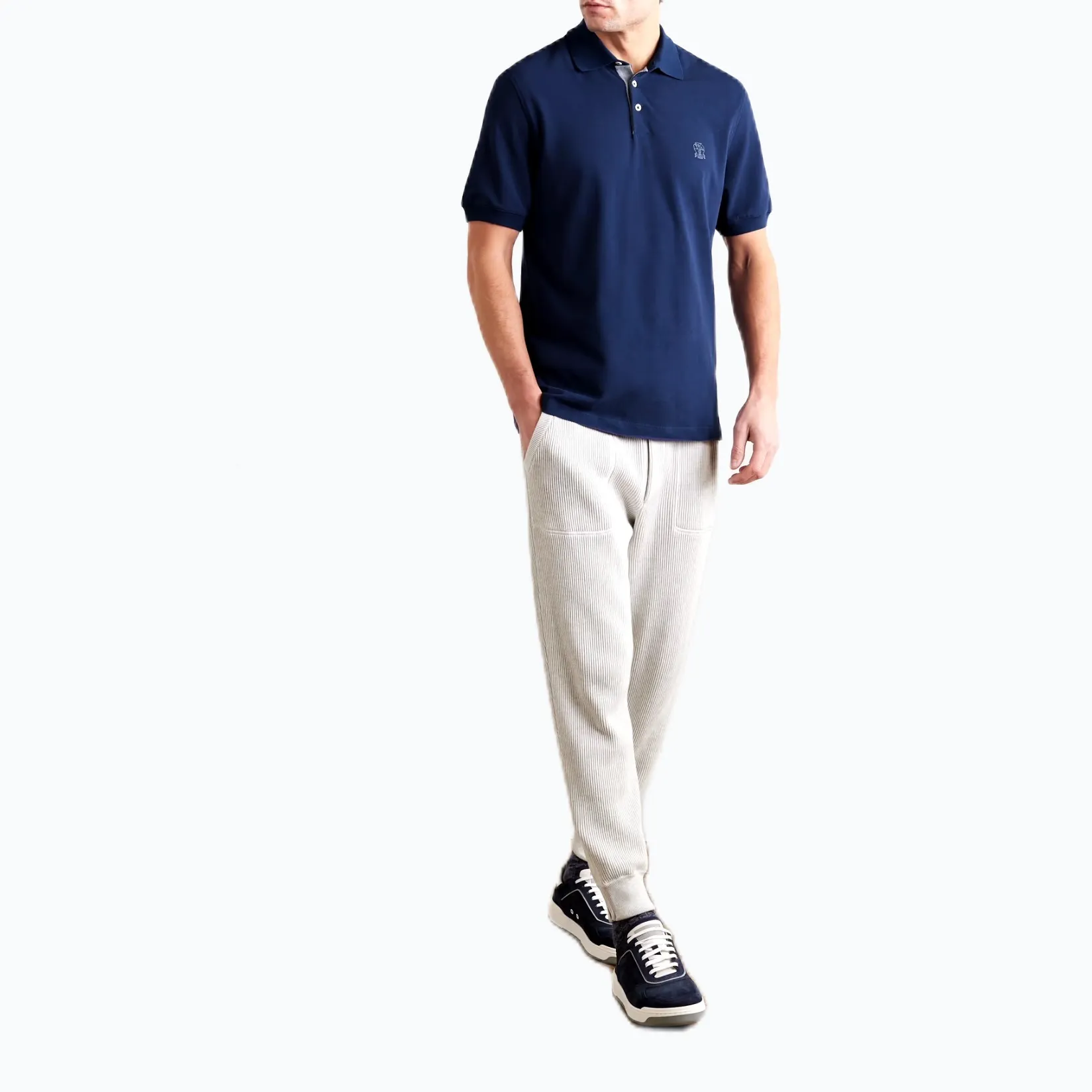 BRUNELLO CUCINELLI  |Cotton Short Sleeves Logo Front Button Polos