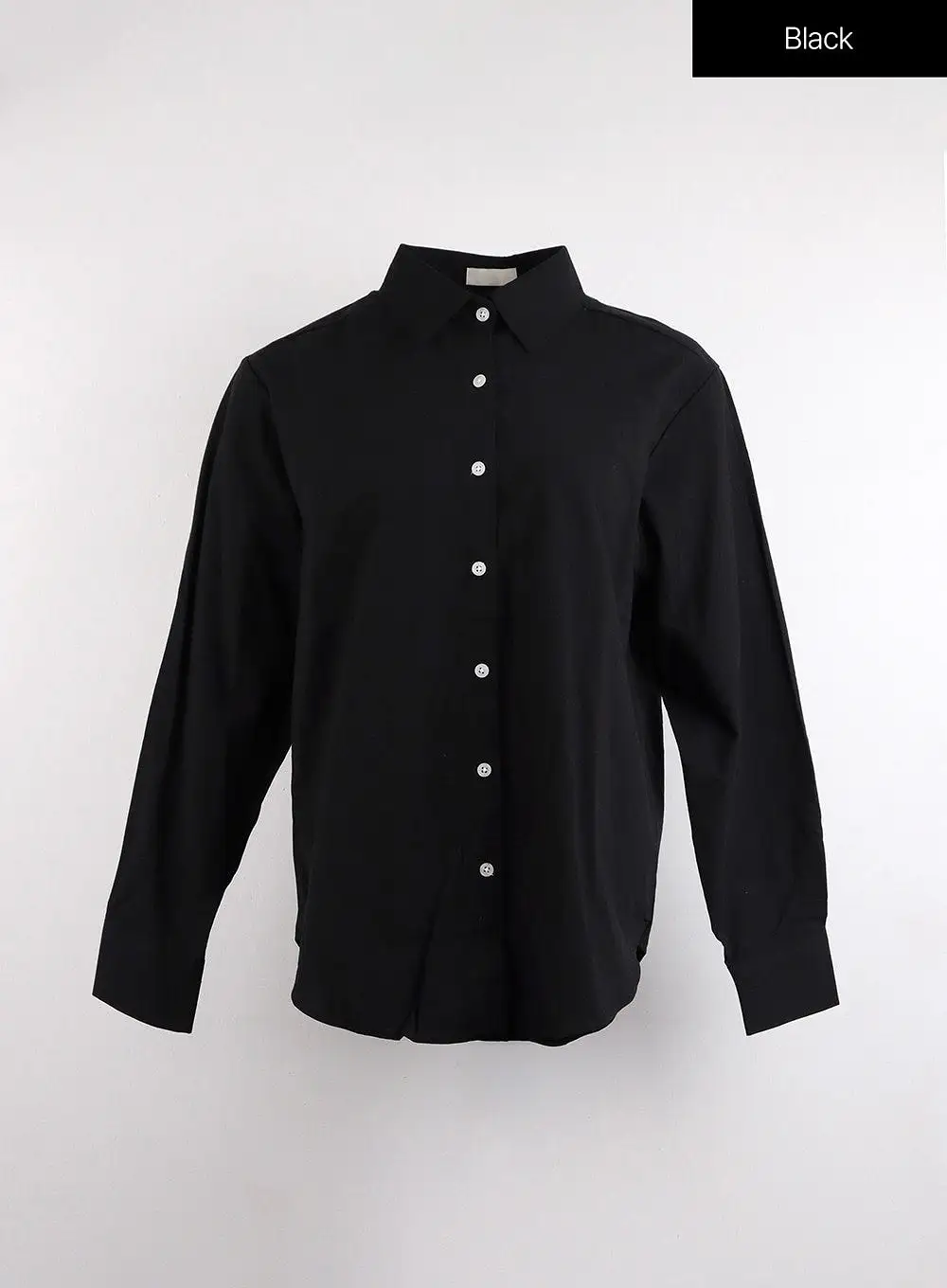 Button-Up Long Sleeve Solid Blouse OJ417