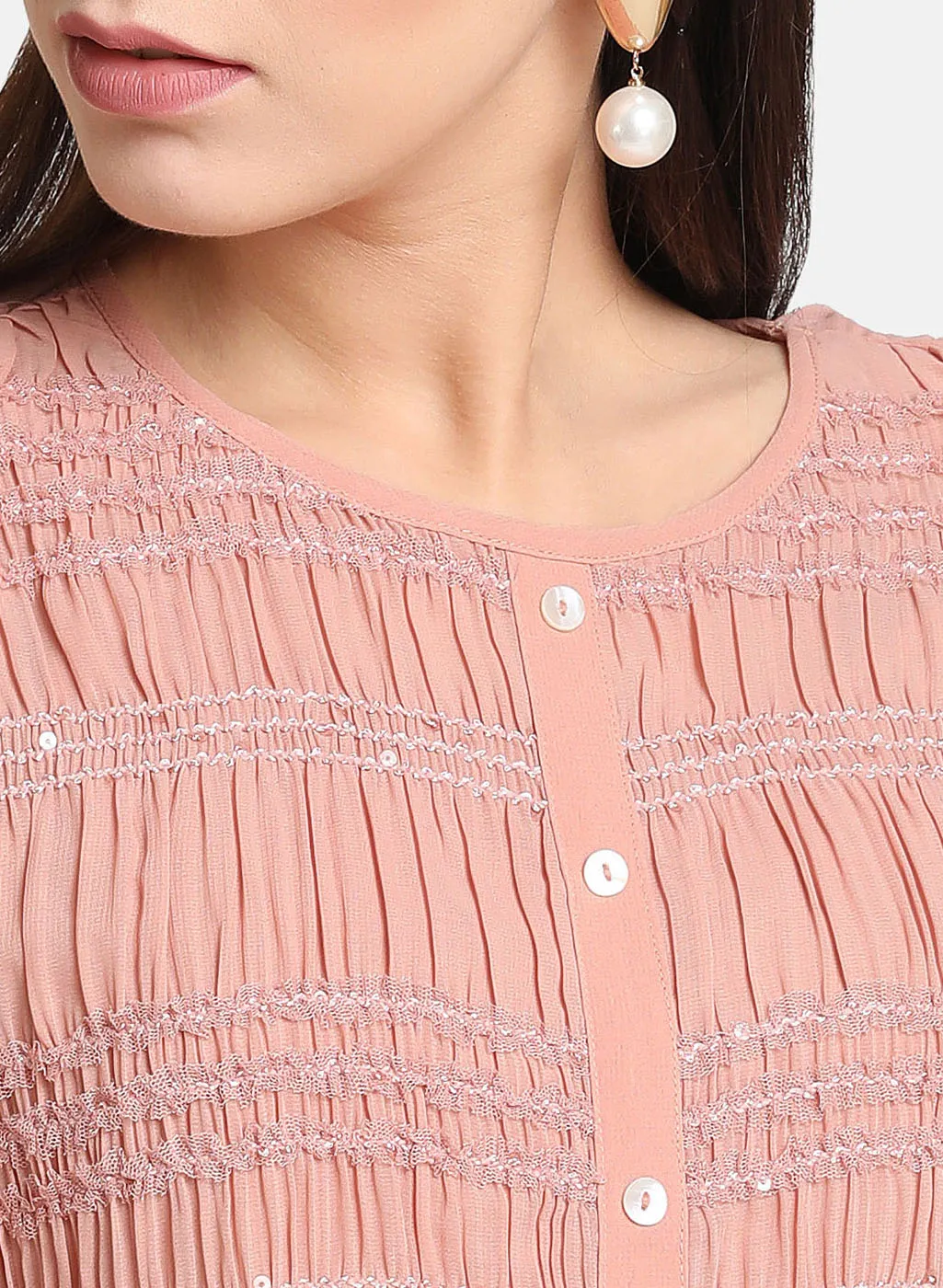 Button Up Top With Smocking