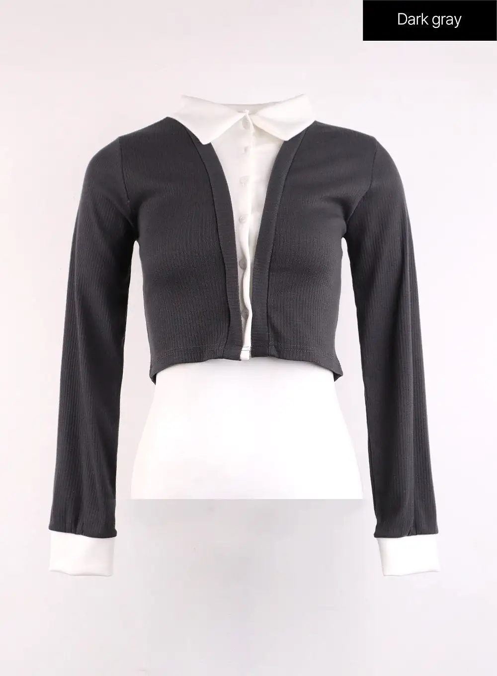 Buttoned Collar Crop Long Sleeve OJ429