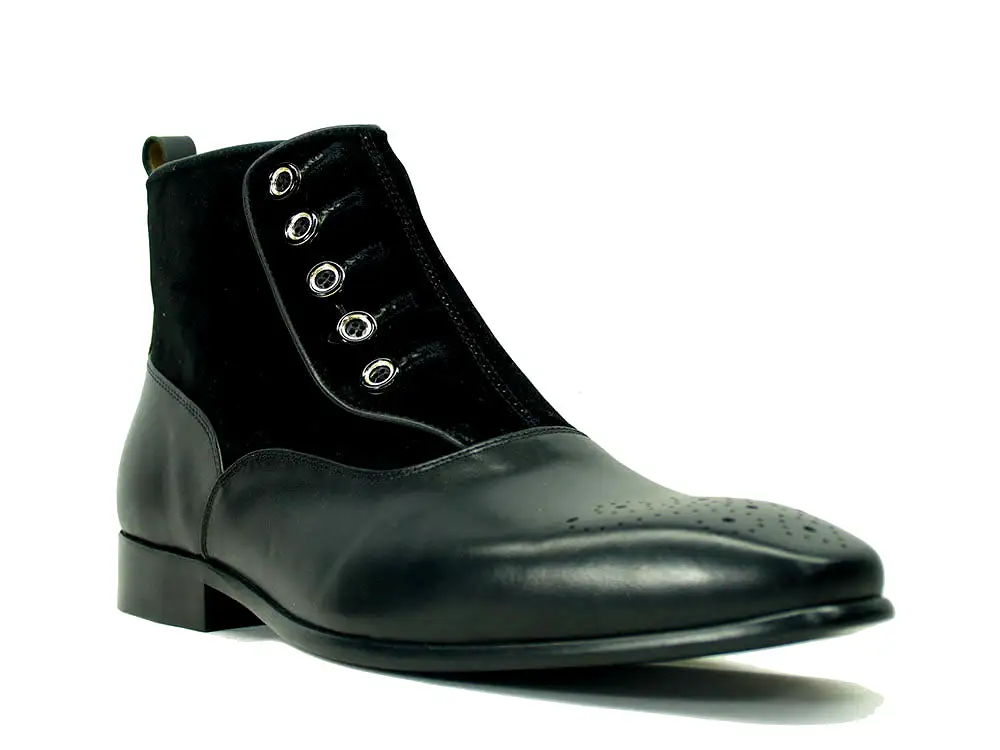 Calfskin Button Up Slip-On Boot