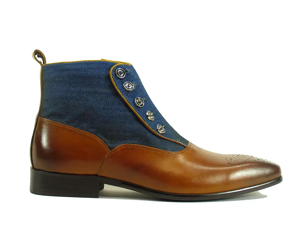 Calfskin Button Up Slip-On Boot