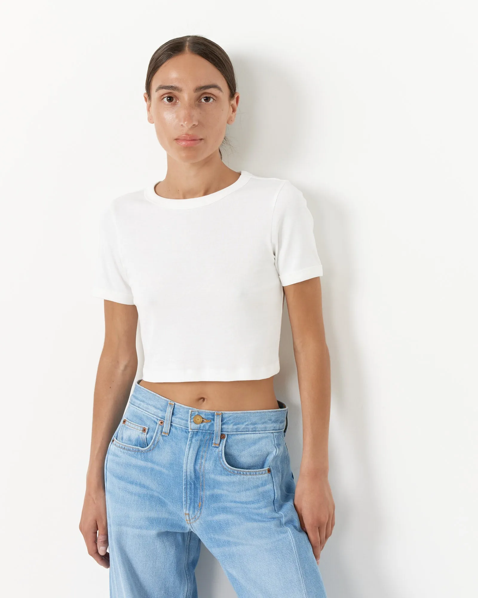 Car Crop Tee in White