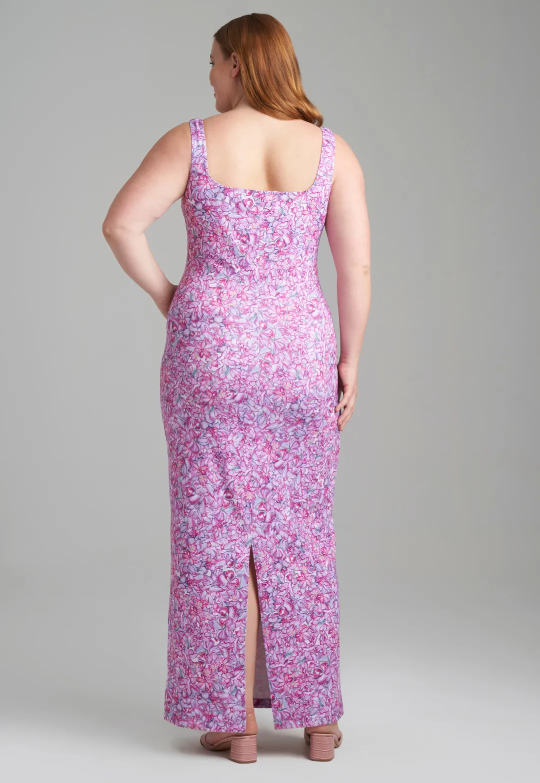 Caterina Long Stretch Knit Dress in Blooming Orchid