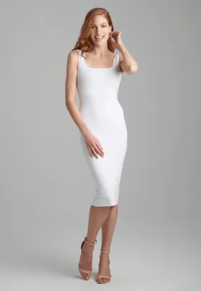 Caterina Short Stretch Knit Dress in White