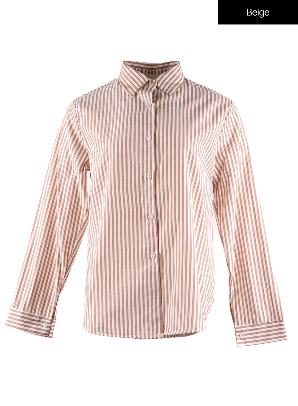 Collar Striped Button Long Sleeve IF408