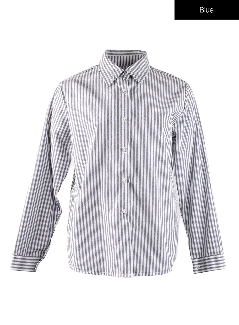 Collar Striped Button Long Sleeve IF408