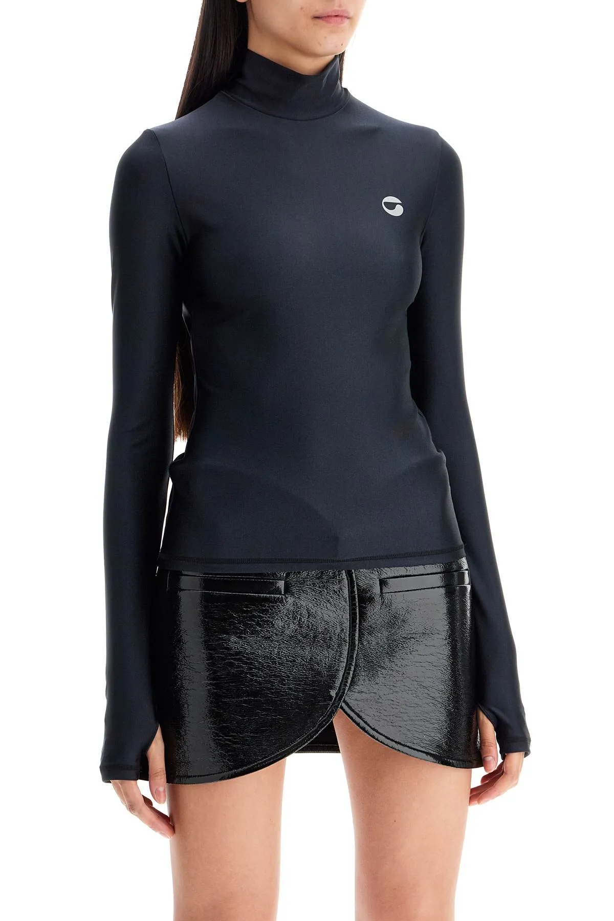 Coperni Stretch Jersey High Neck Top   Black