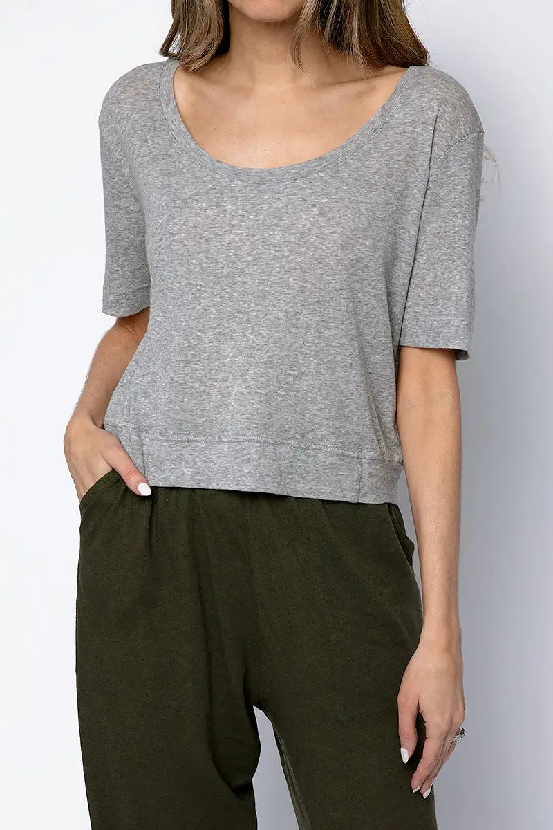 Cotton Crop Tee in Heather Grey