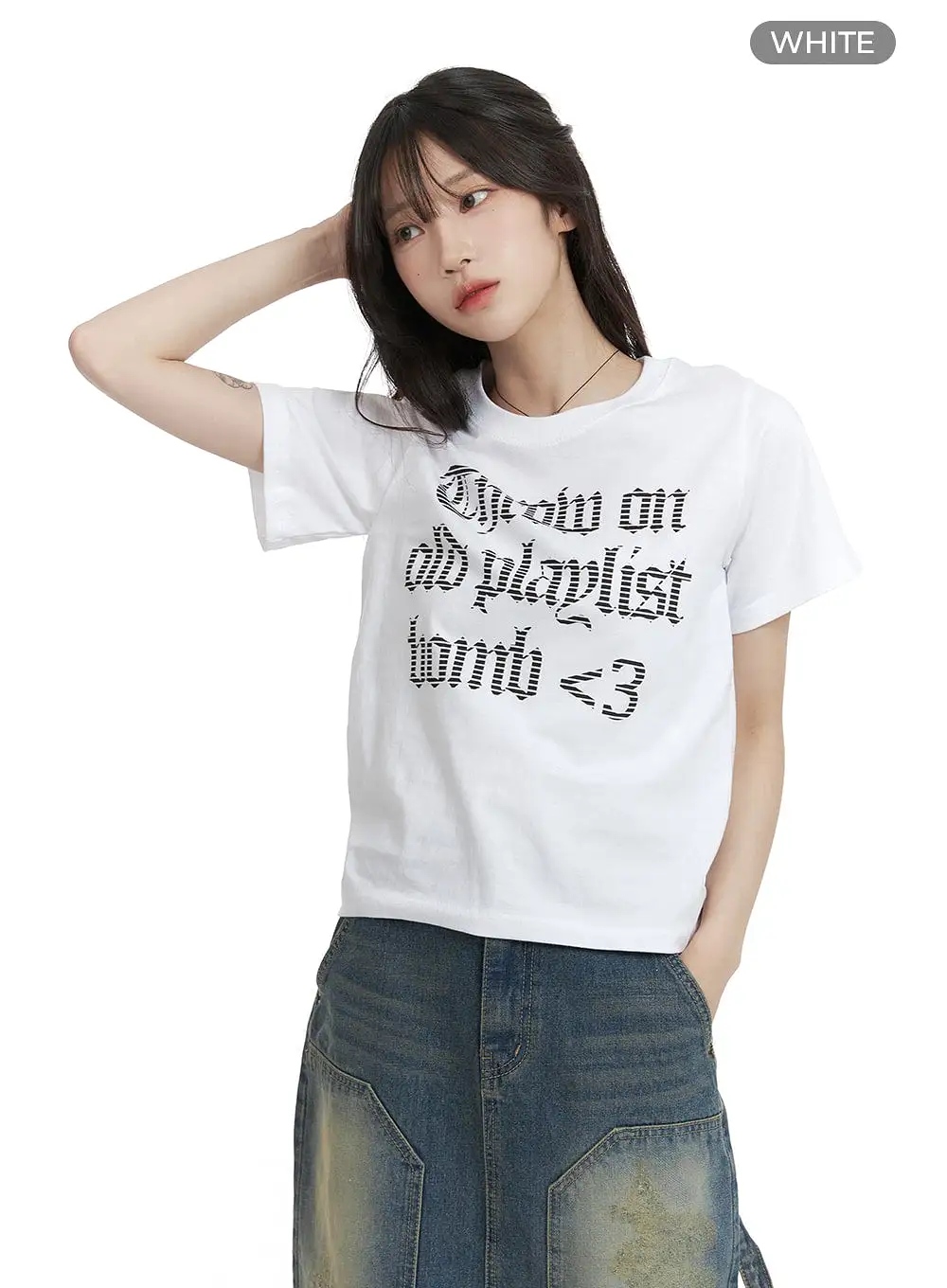 Cotton Lettering Crop T-Shirt CA408