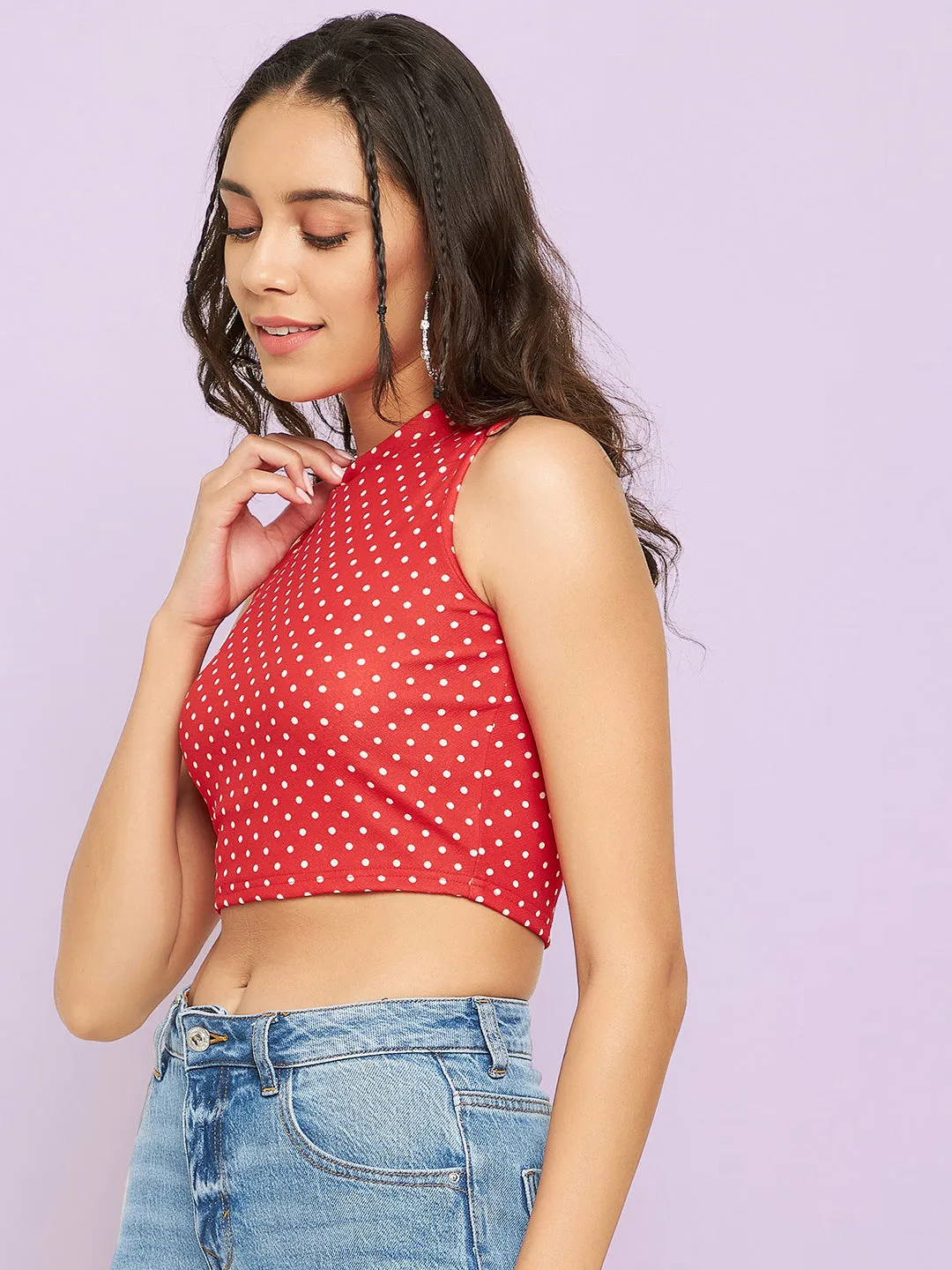 Cotton Stretchable High Neck Crop Top