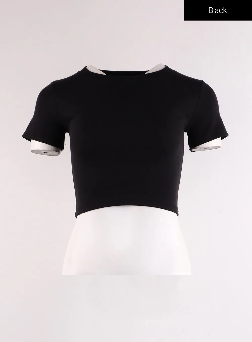 Crew Neck Slim Crop Top IF402