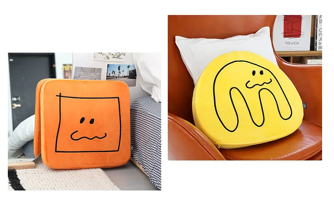 Cute Characters Shaped Sofa Cushions Pillow Soft Back Chair Foams Floor Sofa Yellow Orange Mint Gifts Home Decor Reading Support