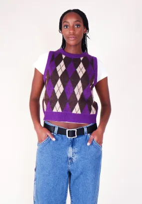 DeJa Vu Sweater Vest - Argyle Forest Plum