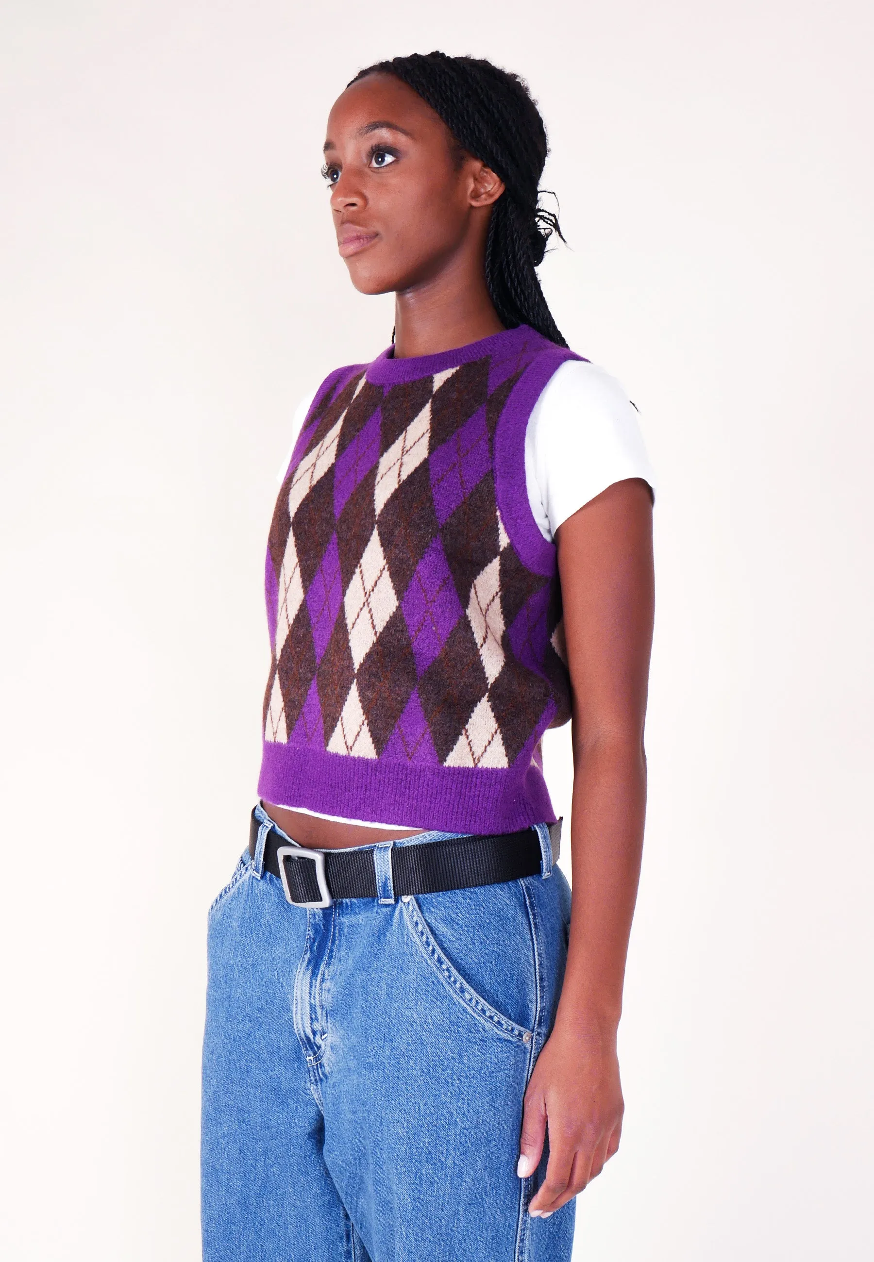 DeJa Vu Sweater Vest - Argyle Forest Plum