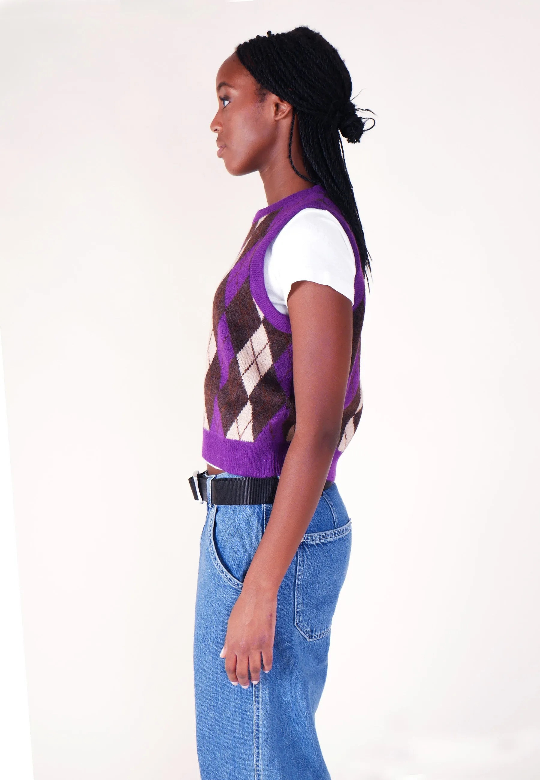 DeJa Vu Sweater Vest - Argyle Forest Plum