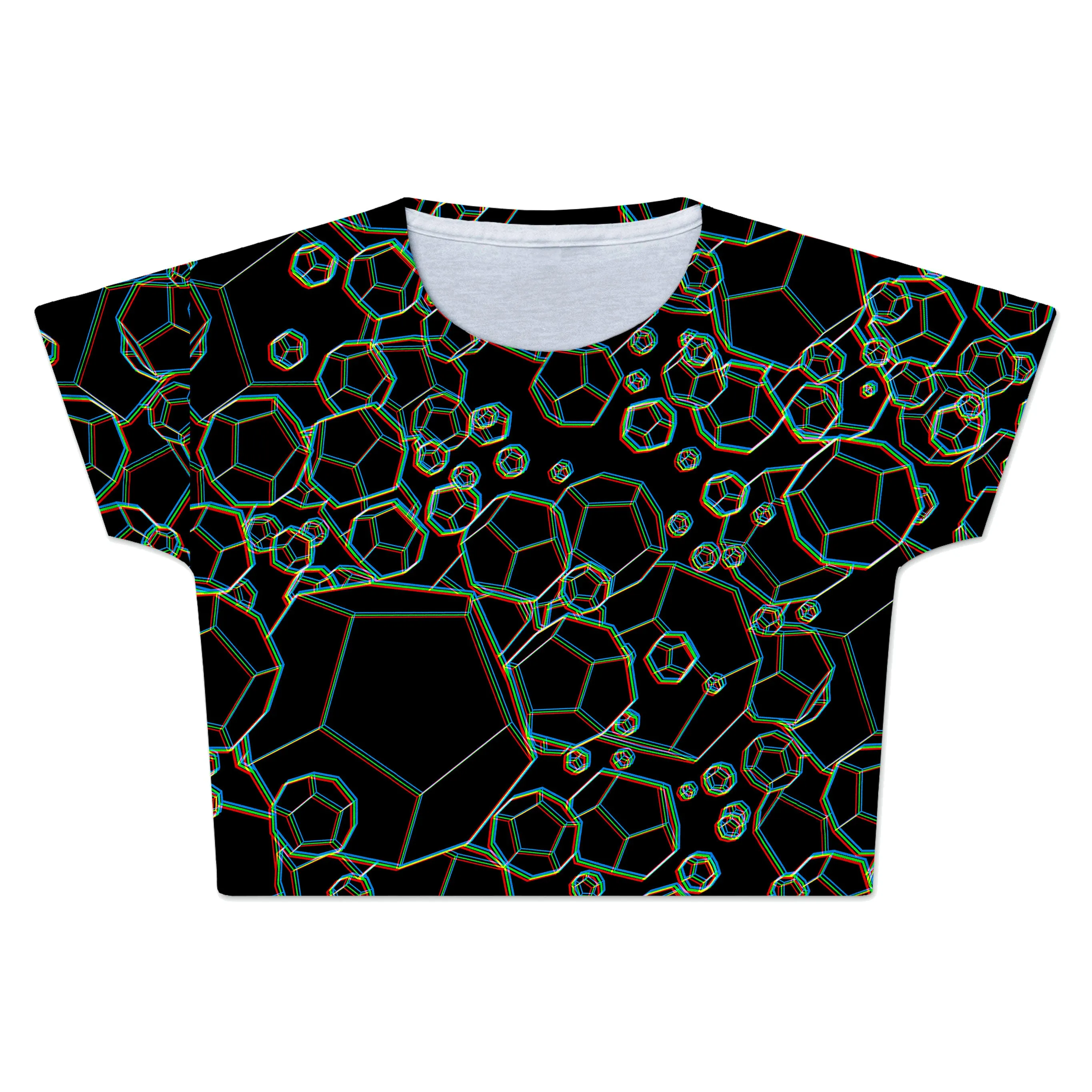 Dodecahedron Madness Glitch Crop Tee