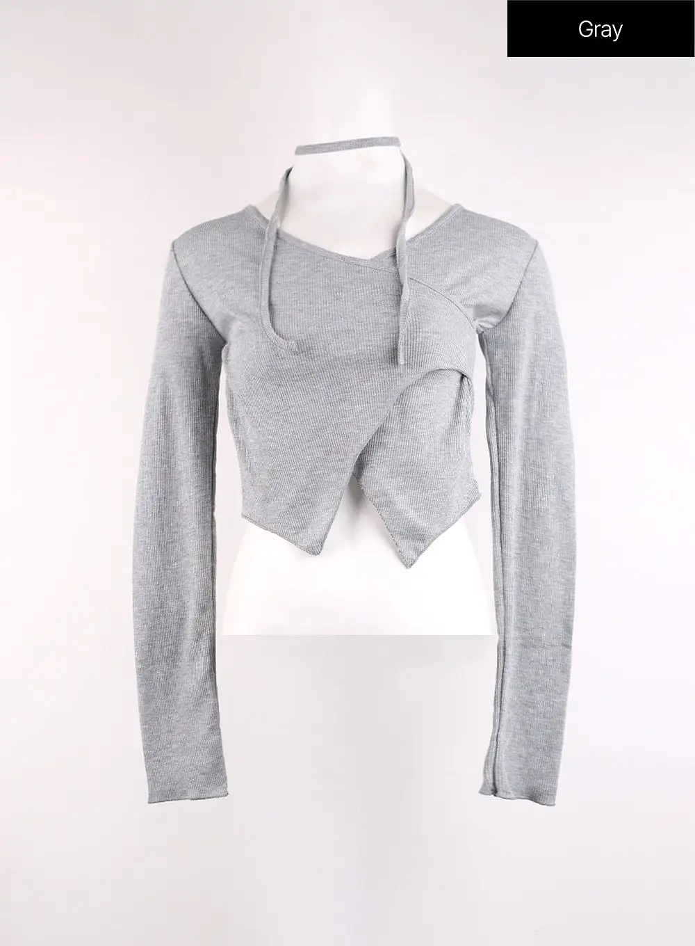 Drawstring Wrap Crop Long Sleeve OJ429