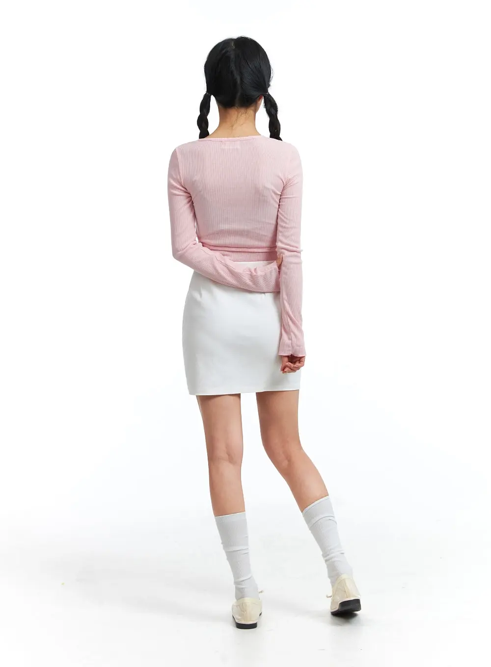 Drawstring Wrap Crop Long Sleeve OJ429