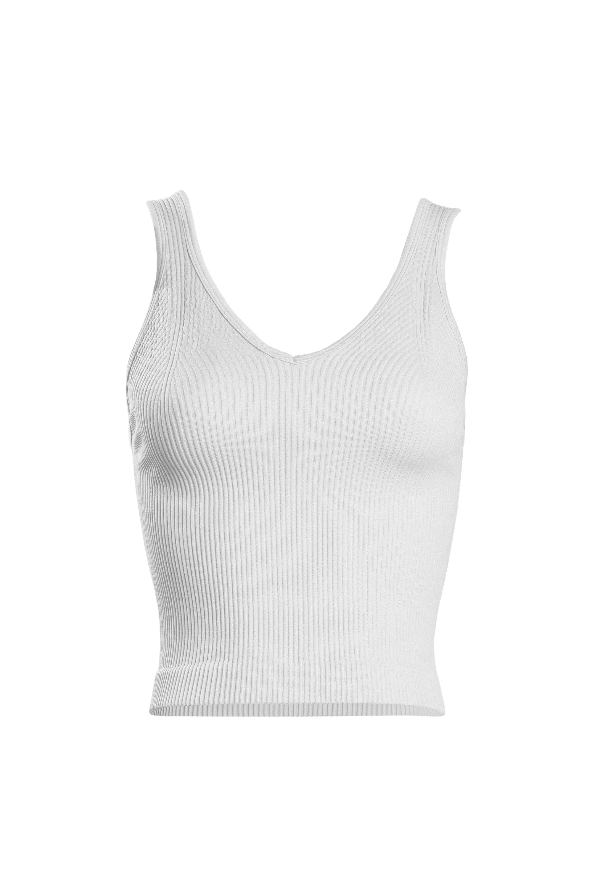 Dynamic V Neck Ribbed Crop Tank - 4 Colors