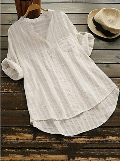 Elegant Striped Button-Front Blouse for Women